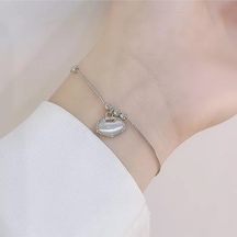 Eyelashes Silver 925 Ayar Gümüş Açık Gri Opal Taşlı Bileklik