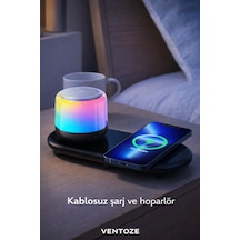 Kablosuz Şarj Standlı Bluetooth Hoparlör Masa Üstü Telefon Tutucu Ve Şarj İstasyonu 3 Ü 1 Arada