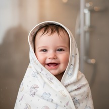 Unisex Yenidoğan Bebek %100 Pamuk Fil Temalı Battaniye Renkli