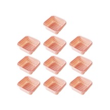 Pembe 10 Adet Tek Kullanımlık Kek Kutusu Şeffaf Kapaklı Su Geçirmez Yağ Geçirmez Paket Kare Sevimli Damalı Pasta Kutusu Tatlı Dükkanı İçin Pembe