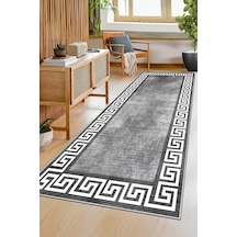 West Home Makinede Yıkanabilir Kaymaz Taban Leke Tutmaz Oval Yolluk Ev Dekorasyonu İçin Gri Kesme Yolluk