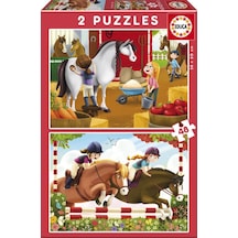 Educa 2x48 Parça Horse Grooming (at Bakımı) Çocuk Puzzle
