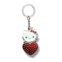 Hello Kitty Kalpli Kırmızı Figürlü Anahtarlık Sevimli Karakter Metal Aksesuar