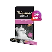 4 Adet - Miamor Cream Malt Özlü Sıvı Kedi Ödülü 6x15 Gr