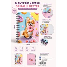 Dolphin Manyetik Kapaklı Spiralli Defter Köpek Ve Donut Figürlü Not Defteri