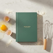 Tarif Defteri A5 Boyutunda Sert Kapaklı 100+ Tariflik Recipe Journal, Ölçü Tablosu, Not Alanı Yeşil