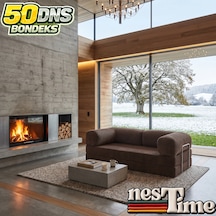Nestime 200x100 Comfortnest Kanepe / Aktivite Koltuğu / Yatak 50 Dns Dayanıklı Orta Sert Sünger, Çıkarılabilir Kılıf, Pati Dostu Fitilli Kadife Kumaş Acı Kahve