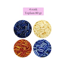 Uzun Boru Kesme Boncuk Çap 2mm Uzunluk 10 Mm - 4 Renk - Toplam 80 Gram - Bnc428