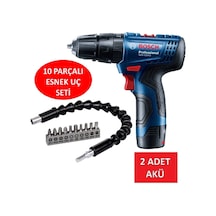 Darbeli Matkap Çift Akülü Şarjlı Matkap Akülü Vidalama 10 Parça Esnek Vidalama Ucu 30 Cm