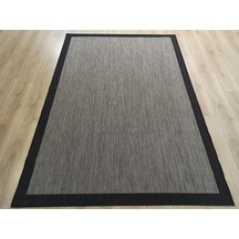 Çam Halı Sisal 9715 Gri / Siyah Bordürlü Jüt Sisal Kilim - 160x160