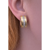Xuping 14k Altın Rengi Zirkon Taşlı Kadın Küpe Altın