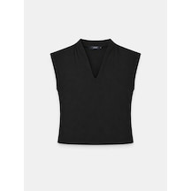 Xint Siyah Esnek Dokulu Regular Fit Bluz 602531