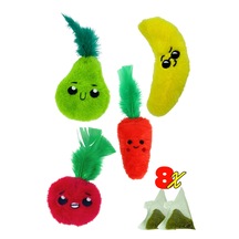 Miyav Çılgın Manav- 4 Adet Peluş Kedi Oyuncak Seti 8 Adet Catnip