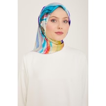 Armine Pembe-petrol Yeşil Batik Desen Tivil İpek Eşarp 9102-82