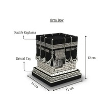 Kadife Kaplamalı Kristal Taşlı Gümüş Renk Kabe Polyester Biblo - Orta Boy - 12x11 Cm