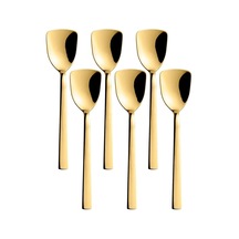 Gold Renk Paslanmaz Çelik Dondurma Kaşığı Seti, Çok Renkli, Titanyum Kaplama, 16 Cm, 6 Adet