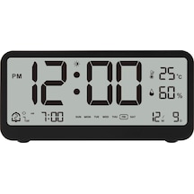 8001-en Çok Fonksiyonlu Dijital Saat Led Parlaklığı Siyah