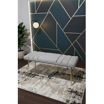 Özcan Metal Gold Metal Ayaklı Metal Kasalı Bench Mutfak Salon Antre Yatak Odası Balkon Puf Bank Antrasit
