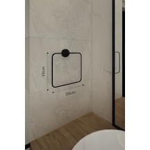 Lotus Siyah Kare Havluluk, Yapışkanlı Ve Vidalı Montajlı Banyo Havlu Askısı, Mat Siyah Statik Boyama, 35 Mm Oval Bantlı Duvar Havluluk, Metal Diğer