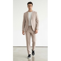 Erkek Yazlık Dokulu Kumaş Tek Düğme Ceketli Jogger Pantolonlu Takım Elbise Slim Fit Spor Şık Kombin Bej Erkek Yazlık Dokulu Kumaş Tek Düğme Ceketli Jogger Pantolonlu Takım Elbise Slim Fit Spor Şık Kombin Bej