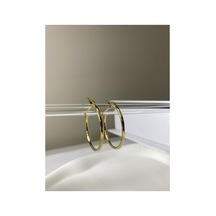 Çelik 3 Cm Klipsli Halka Küpe Gold