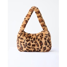 Jimmy Key Kahverengi Leopar Desenli Peluş Omuz Çantası 5ww375531800