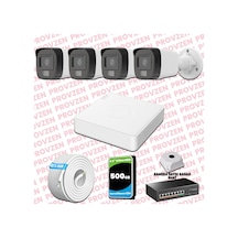 Provzen Hikvision 4 Kameralı Ip Full Hd Renkli Güvenlik Kamerası Mikrofonlu