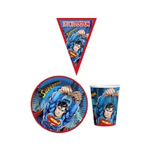 Superman 8 Kişilik Erkek Doğum Günü Mini Set Erkek Çocuk Parti Seti