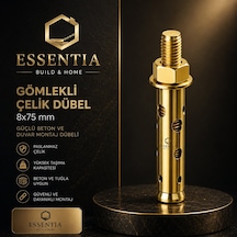 Gömlekli Çelik Dübel 8x75 Mm Güçlü Beton Ve Duvar Montaj Dübeli 5 Adet Çoklu Renk