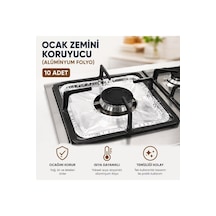 Alüminyum Folyo Ocak Zemini Koruyucu 10 Adet - Tek Kullanımlık Yağ Önleyici 20,5x20,5 Cm