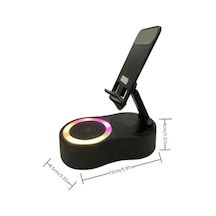 Fochsia Kablosuz Hoparlör Ve Power Banklı Katlanır Siyah Telefon Tutucu Siyah