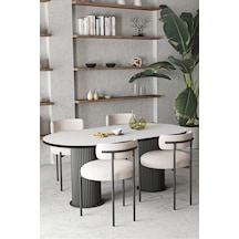 Avvio Olivya Bohem Lake Mdf Ayak 80x160 Yemek Masası Mutfak Masası Ofis Masası Masa Sandalye Takımı Beyaz