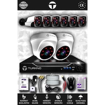 Turkno 8 Kameralı Pania 2 İç Kamera Set 1 TB HDD Full HD Gece Görüşlü Güvenlik Kamerası Sistemi