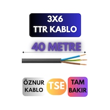 Öznur 3x6 Ttr Kablo Metre Seçenekli Siyah - 40 Metre