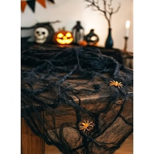 Cadılar Bayramı Dekoratif Esnek Örümcek Ağı Halloween Parti Dekorasyonu Siyah