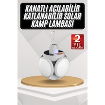 Zengemtx Kamp Lambası Güneş Enerjili Solar 5 Kanatlı Katlanır Lamba Karavan