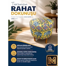 Diday Fil 2 Puf F Trend Puf Koltuk Puff Bench Dekoratif Bohem Doğal Gürgen Ayak Amaçlı Bahçe Balkon Çok Renkli