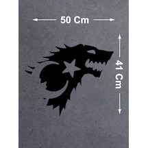 Kurt Ve Ay Yıldız Sticker - Türk Bayrağı Börü Gökbörü Sticker - Araba Oto Motosiklet Karavan Cam Sticker - 00071 50x41 Cm