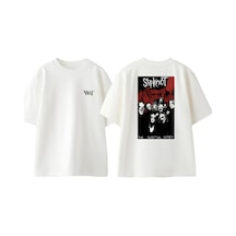 Thewert Slipknot The Sublımınal Verses Tasarım Sırt Baskılı Pamuk Beyaz Oversize T-shirt
