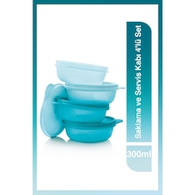 Tupperware 4'lü Saklama Kabı Seti 300 Ml Su Geçirmez Ve Çok Amaçlı Kullanım İçin İdeal Açık Mavi