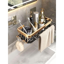 Hedi's Home Banyo Mutfak Askısı Kiracı Dostu Yapışkanlı Banyo Düzenleyici Raf Siyah/gold Genel