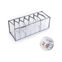 Hombey 7 Bölmeli Gri Pantolon Çantası Organizörü - Nylon Ağızlı, Havalandırmalı, Uzay Tasarruflu, Yıkabilir Ve Katlanabilir Şeffaf