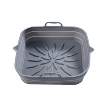 Novahub Gri Silikon Hava Fritöz Pot Kare Şekilli Hava Fritözler Fırın Pişirme Tepsisi Yapışmaz Yüksek Sıcaklığa Dayanıklı Çok Amaçlı Mutfak Aracı Gri Gri