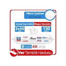 Easy Clean Çamaşır Suyu Katkılı Mopa Uyumlu Yer Temizlik Havlusu&mendili 3x50 150 Yaprak Belirtilmemiş