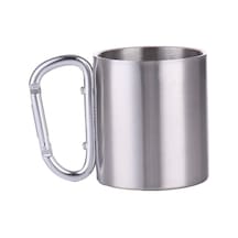 Karamina Çift Kat Çelik Kahve Kamp Bardağı Fincanı 180 ML cin230 Gri