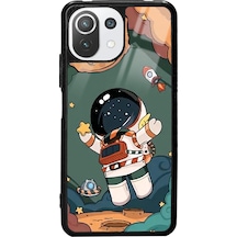 Xiaomi Mi 11 Lite Anime Astronot Tasarımlı Glossy Telefon Kılıfı Siyah