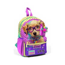 Minik Yuva Sırt Çantası Sarı Pembe Sevimli Köpek Desenli İki Bölmeli 23552