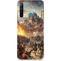 Realme 5i Uyumlu Ay Ve Kurt Desenli Silikon Kılıf