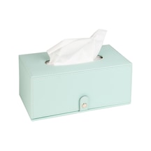 2k Premium Tasarım Vegan Deri Mendil Ve Peçete Kutusu Maksi Boy Peçetelik Ofis Ev Hediyelik Masa Üstü Aksesuar 24x13x10 Cm. Su Yeşili