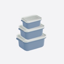 3 Parça Easy Keep Dikdörtgen Set 500 X 1000 X 2000 Ml Dikdörtgen Kapaklı Saklama Kabı 3 Parça Mavi Renk Set